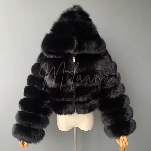 Fox Fur Hooded Bomber