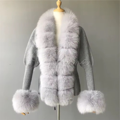 Fox Fur Knitted Cardigan