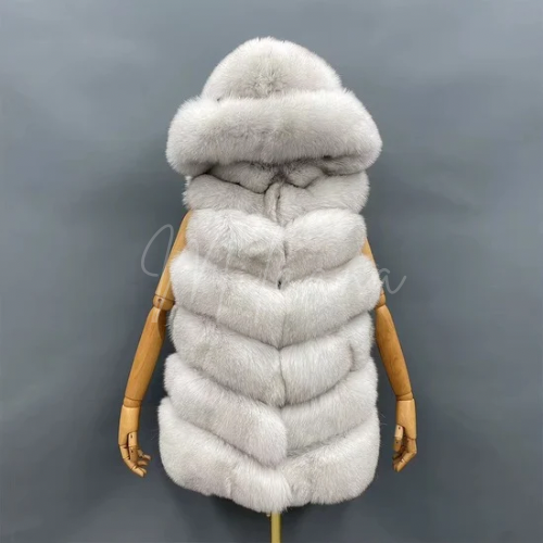 Fox Fur 6 Row Hooded Gilet