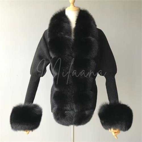 Fox Fur Knitted Cardigan