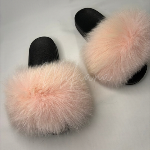 Baby Pink Fur Sliders