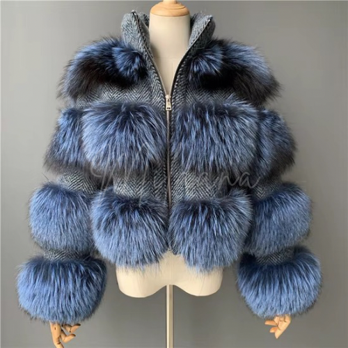 Raccoon Fur Knitted Bomber