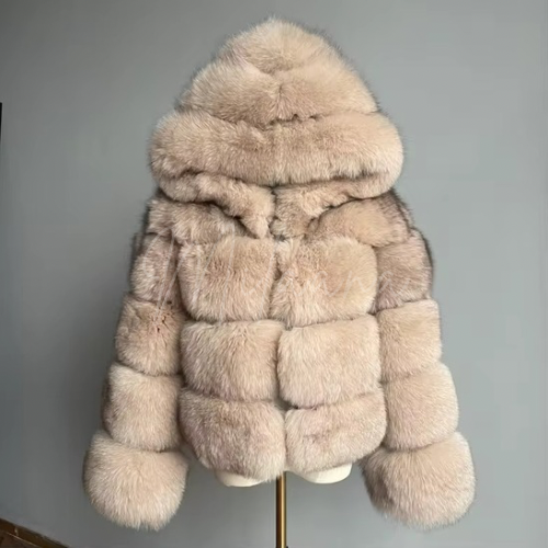 Fox Fur 4 Row Hooded Coat