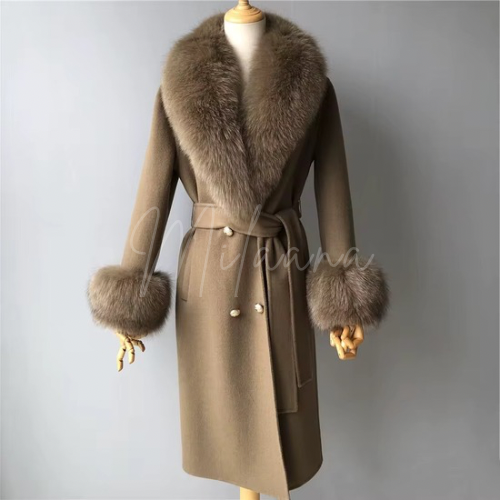 Long Length Cashmere & Fox Fur Coat