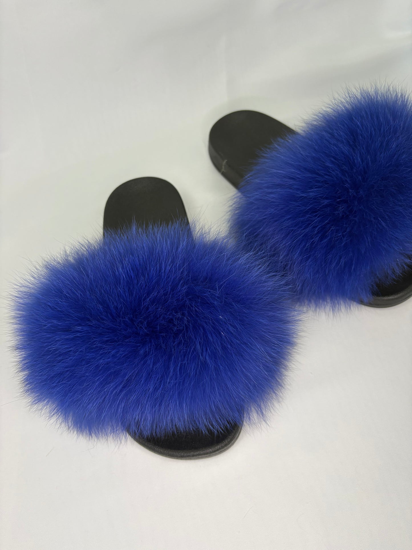 Electric Blue Fur Sliders