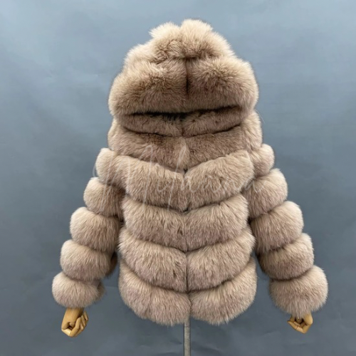 Fox Fur 6 Row Hooded Coat