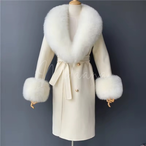 Long Length Cashmere & Fox Fur Coat