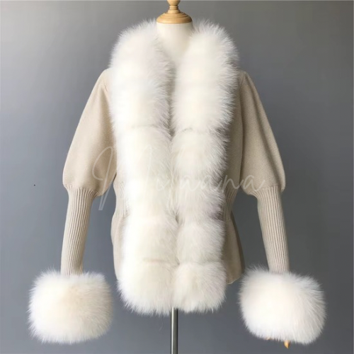 Fox Fur Knitted Cardigan