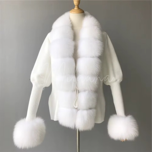 Fox Fur Knitted Cardigan