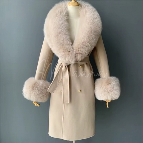 Long Length Cashmere & Fox Fur Coat