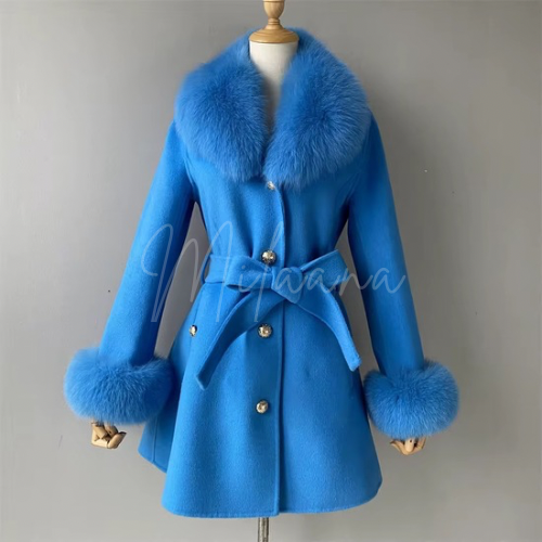 Short Length Cashmere & Fox Fur Coat