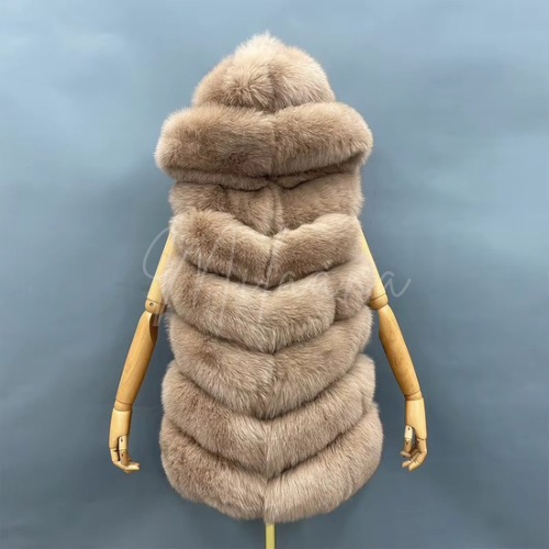 Fox Fur 6 Row Hooded Gilet