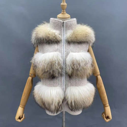 Raccoon Fur Knitted Gilet