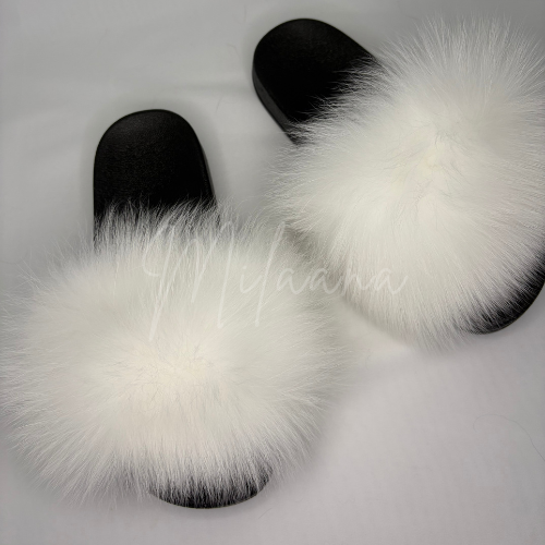 Snow White Fur Sliders