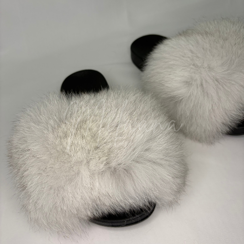 Off White Fur Sliders