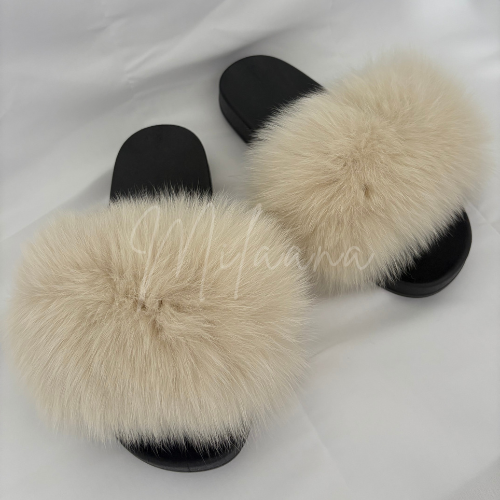 Cream Fur Sliders