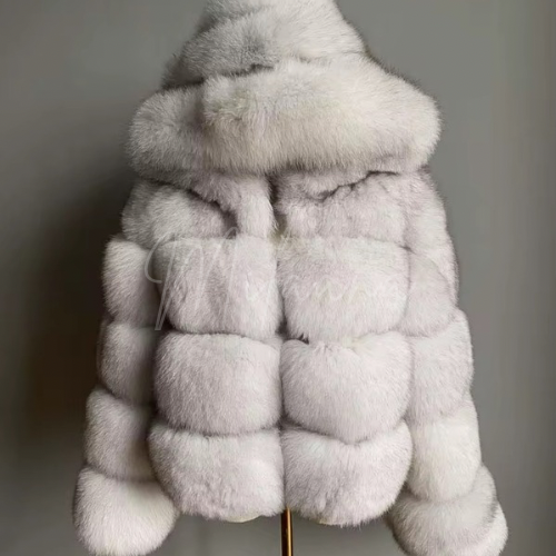 Fox Fur 4 Row Hooded Coat