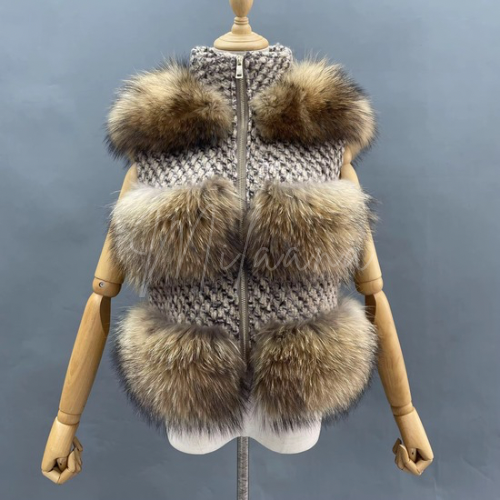 Raccoon Fur Knitted Gilet