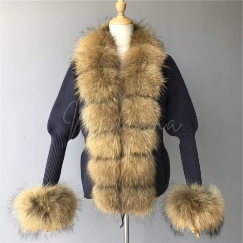 Fox Fur Knitted Cardigan