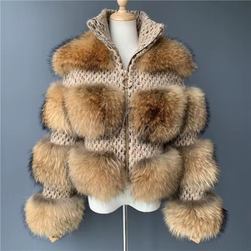 Raccoon Fur Knitted Bomber