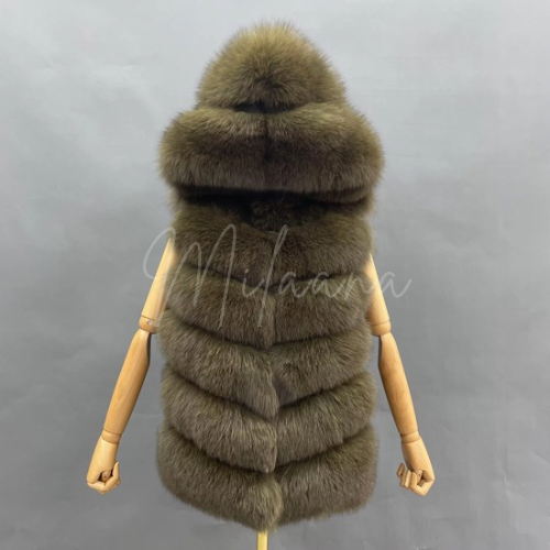 Fox Fur 6 Row Hooded Gilet
