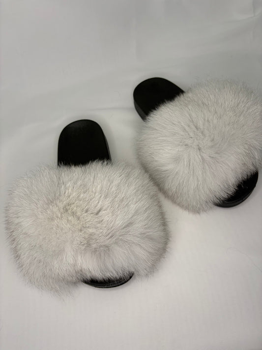 Off White Fur Sliders
