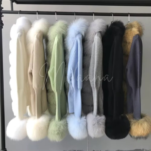 Fox Fur Knitted Cardigan