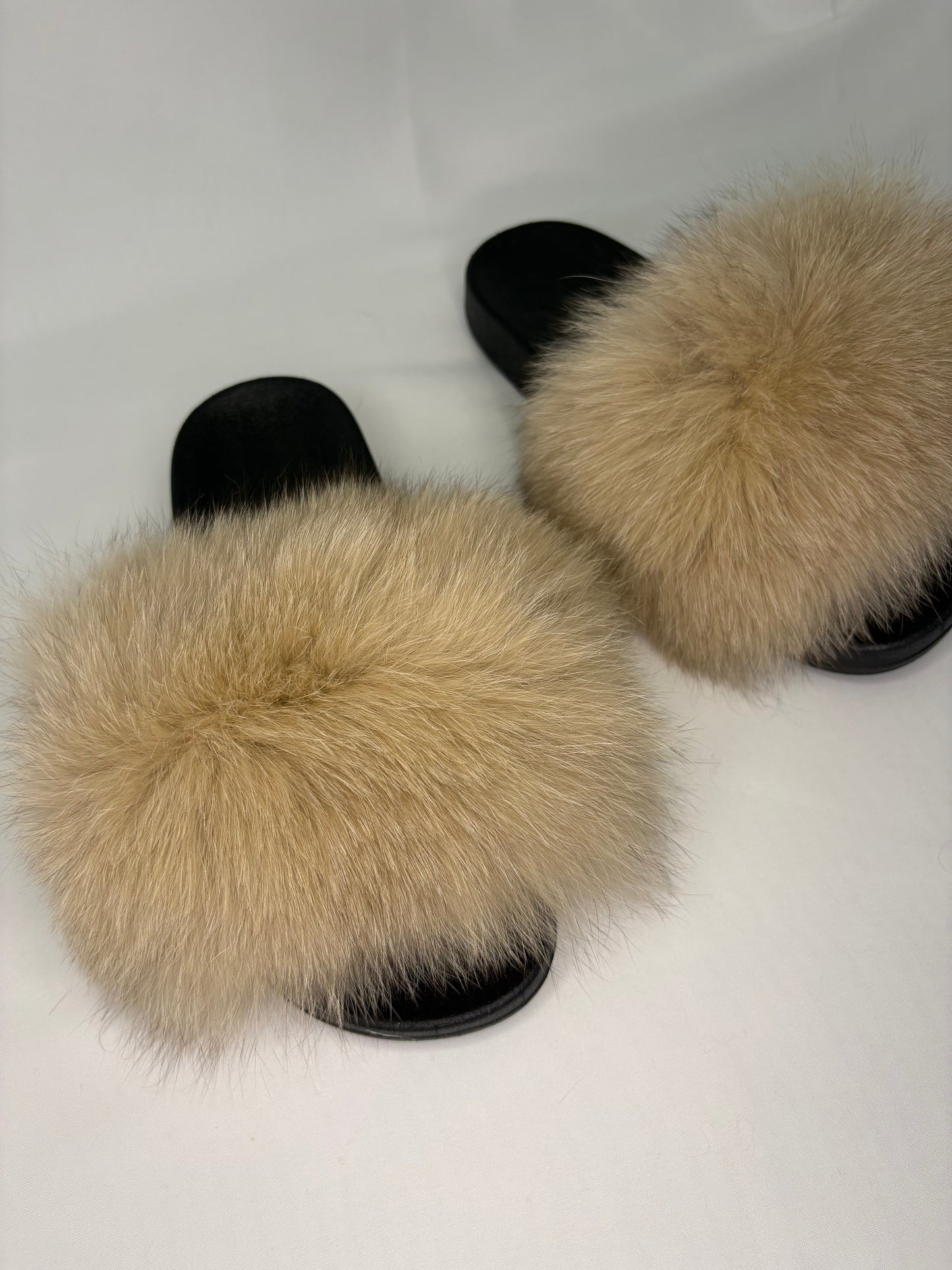 Beige Fur Sliders