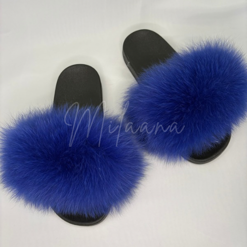 Electric Blue Fur Sliders