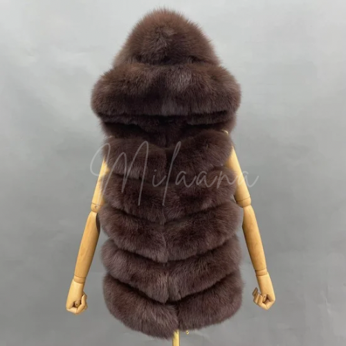 Fox Fur 6 Row Hooded Gilet