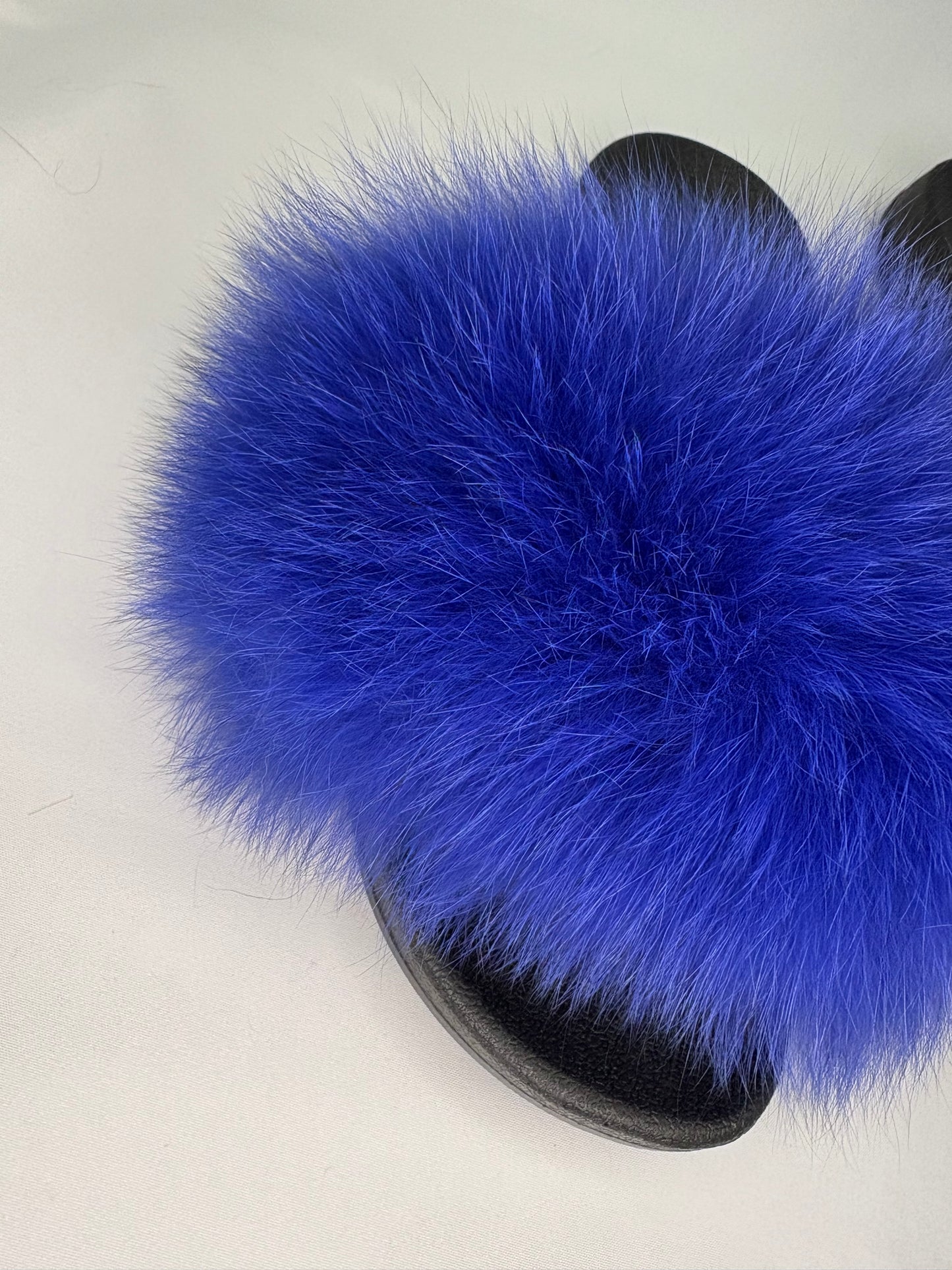 Electric Blue Fur Sliders