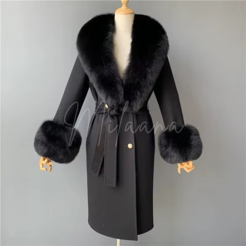 Long Length Cashmere & Fox Fur Coat