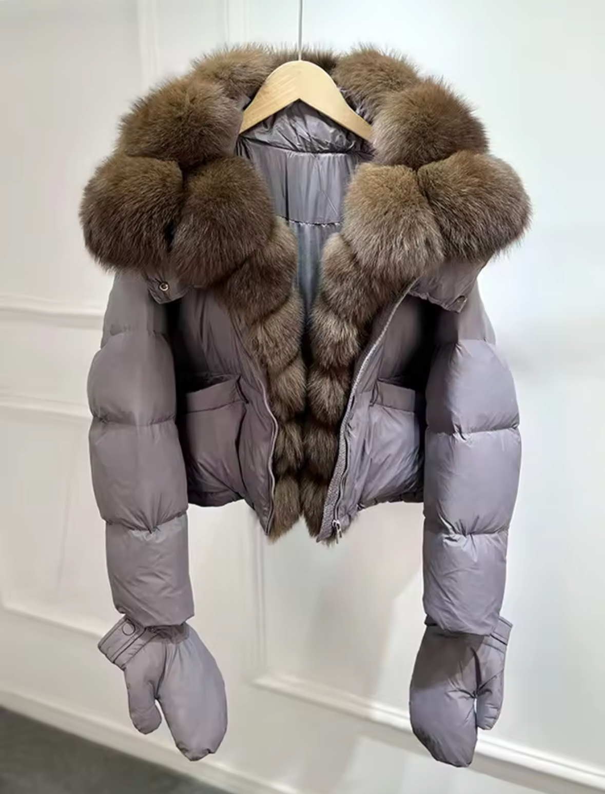 Duck Down Coat With Gloves