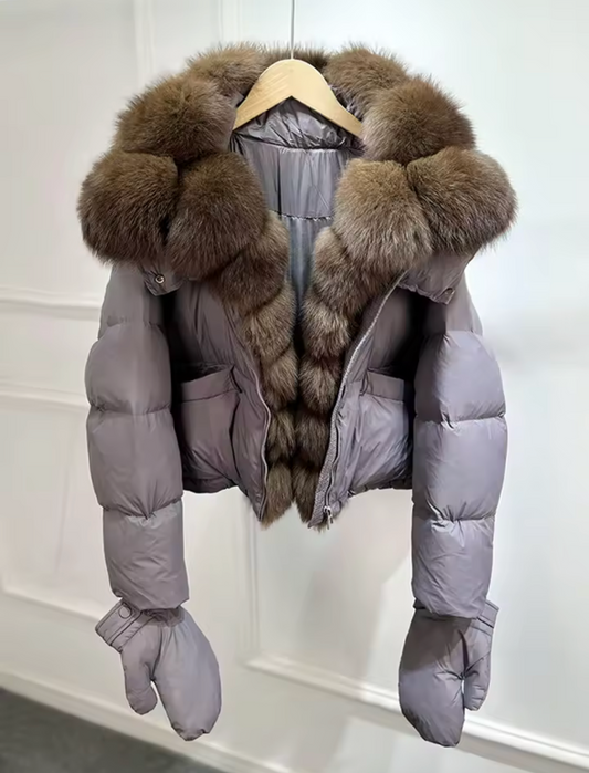 Duck Down Coat With Gloves